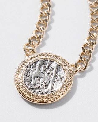 Mixed-Metal Coin Short Necklace | White House Black Market